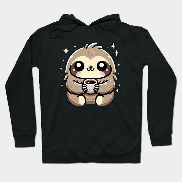 Kawaii Sloth Coffee Moment Hoodie by PhotoSphere